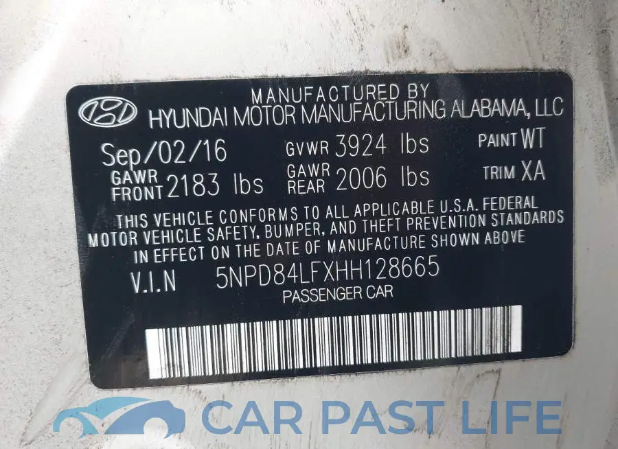 5NPD84LFXHH128665# 9