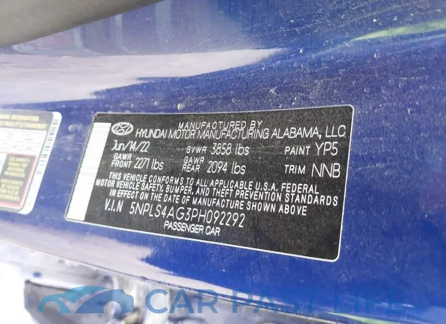 5NPLS4AG3PH092292# 9