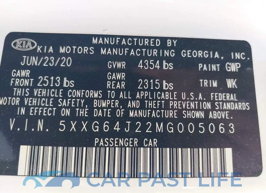 5XXG64J22MG005063# 9