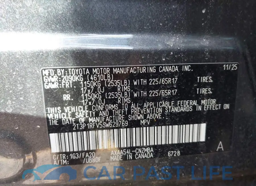 2T3P1RFV5SW629769# 9