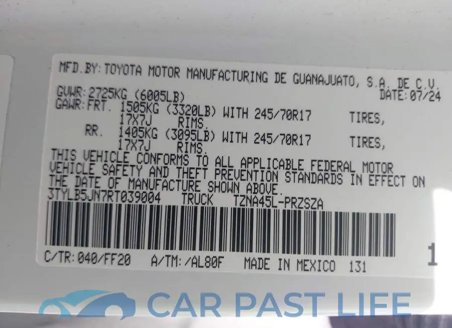 3TYLB5JN7RT039004# 9