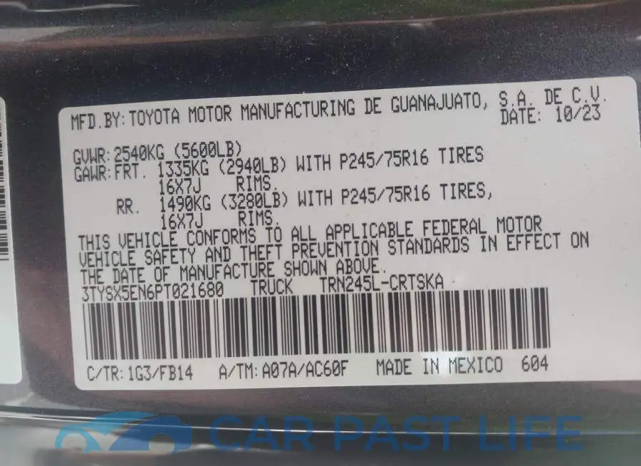 3TYSX5EN6PT021680# 9