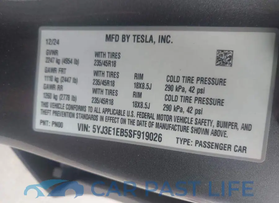 5YJ3E1EB5SF919026# 9