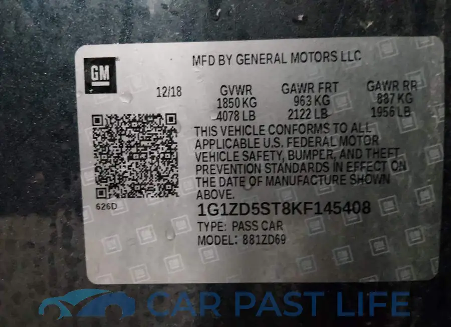 1G1ZD5ST8KF145408# 9