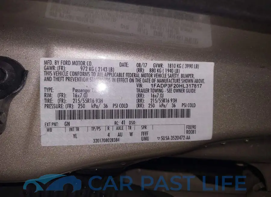 1FADP3F20HL317817# 9