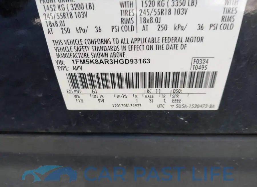1FM5K8AR3HGD93163# 9