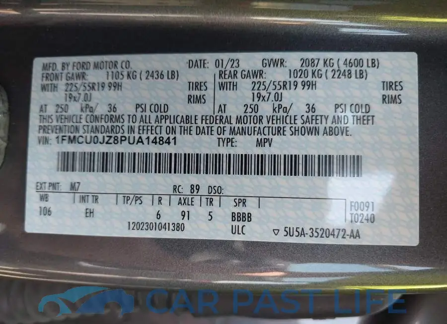 1FMCU0JZ8PUA14841# 9