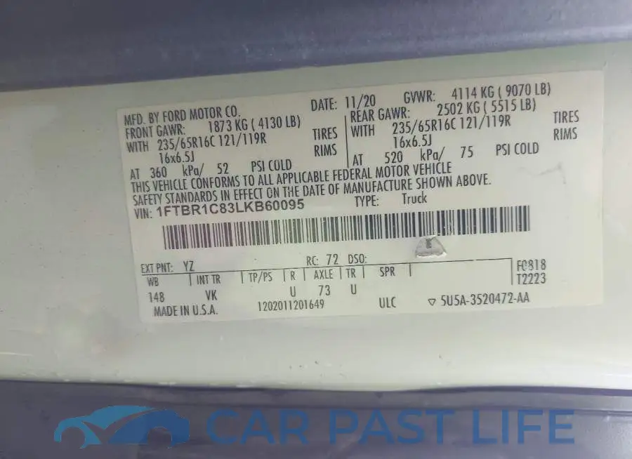 1FTBR1C83LKB60095# 9