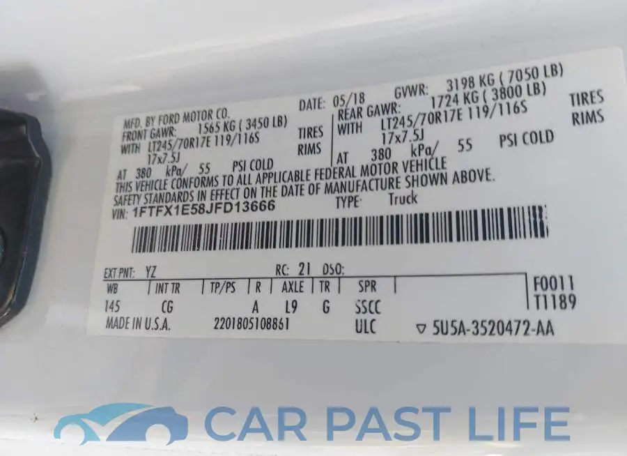 1FTFX1E58JFD13666# 9