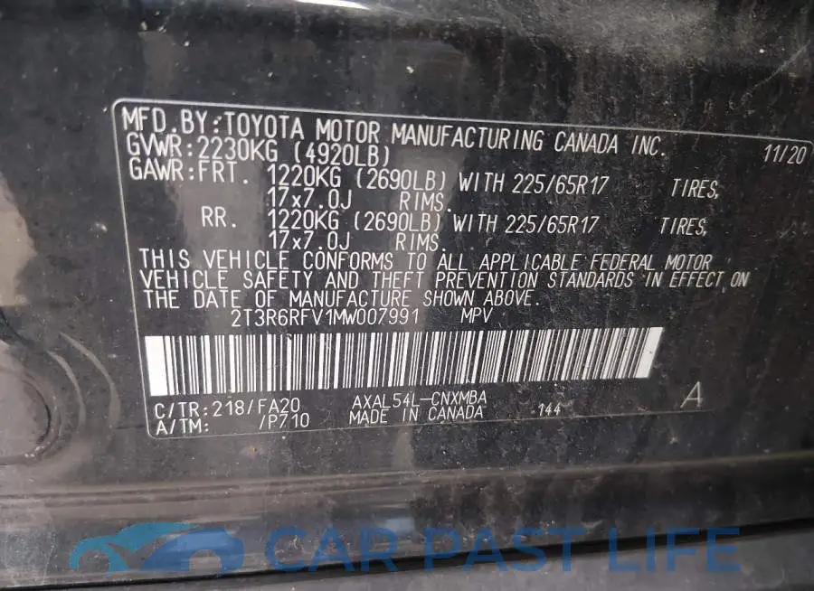 2T3R6RFV1MW007991# 9