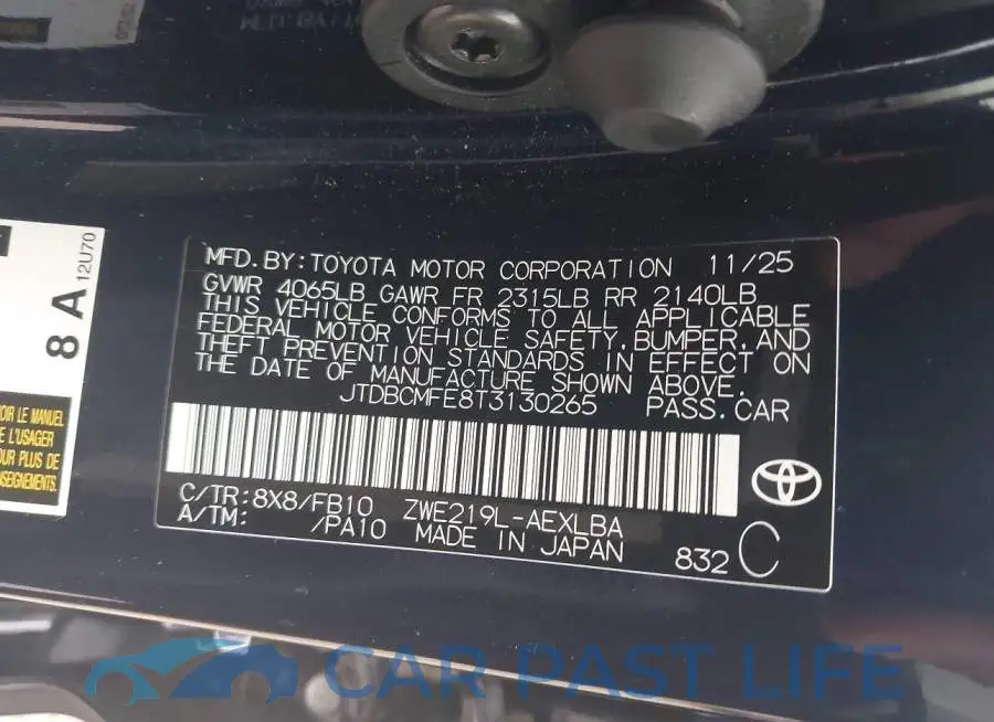 JTDBCMFE8T3130265# 9