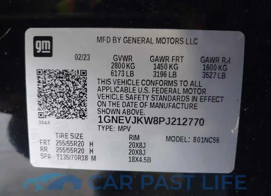 1GNEVJKW8PJ212770# 9