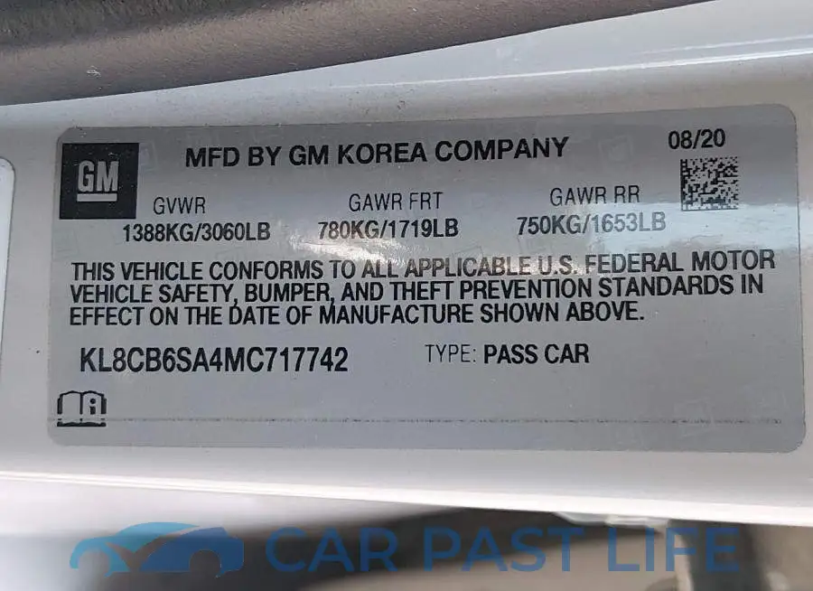 KL8CB6SA4MC717742# 9