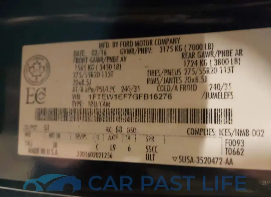 1FTEW1EF7GFB16276# 9