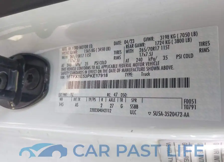 1FTFX1E53PKE17918# 9