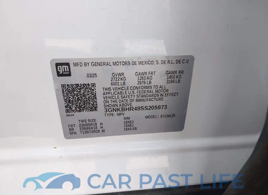 3GNKBHR49SS205973# 9