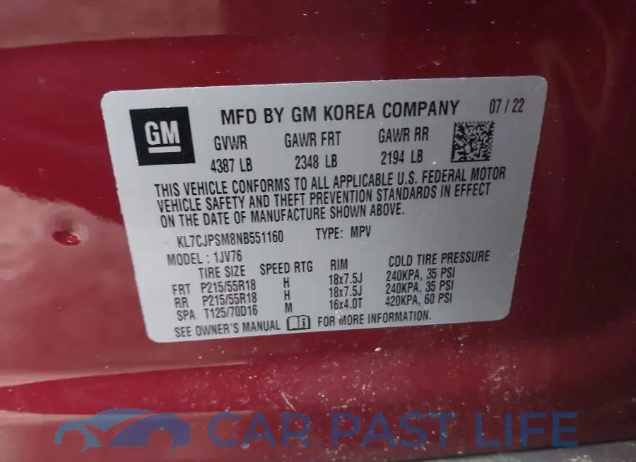 KL7CJPSM8NB551160# 9