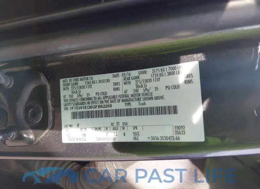 1FTEW1EG6GFB62268# 9