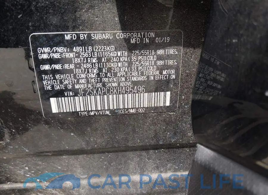 JF2SKAPC8KH495496# 9