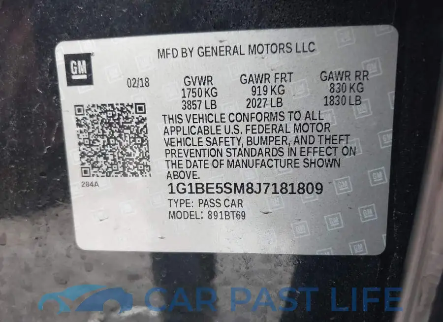 1G1BE5SM8J7181809# 9