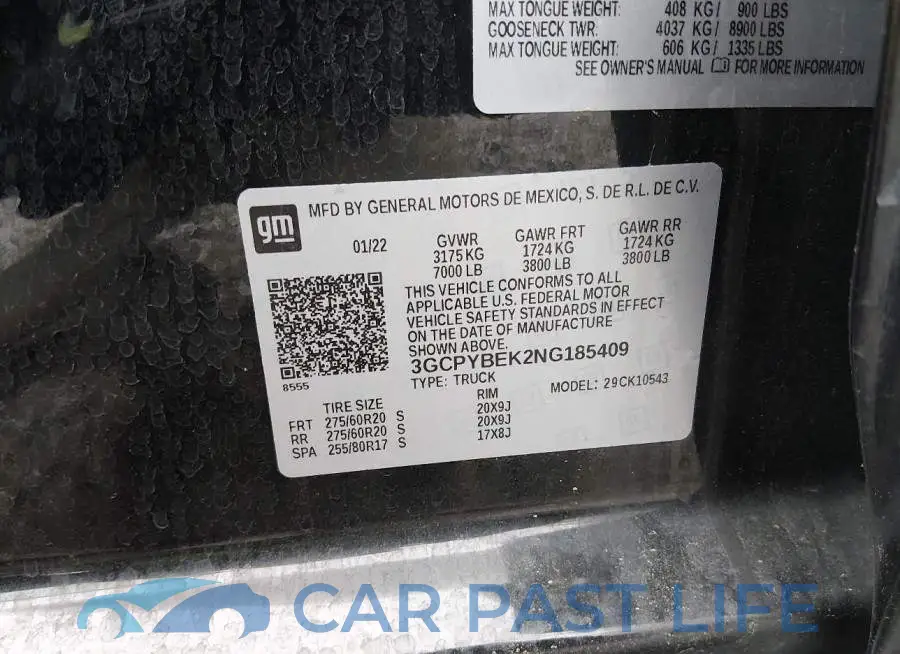 3GCPYBEK2NG185409# 9