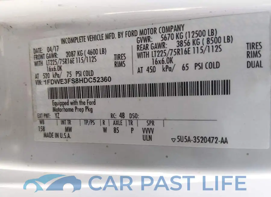 1FDWE3FS8HDC52360# 8