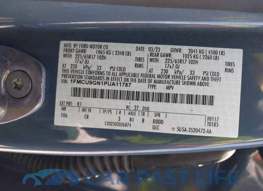 1FMCU9GN1PUA11787# 9