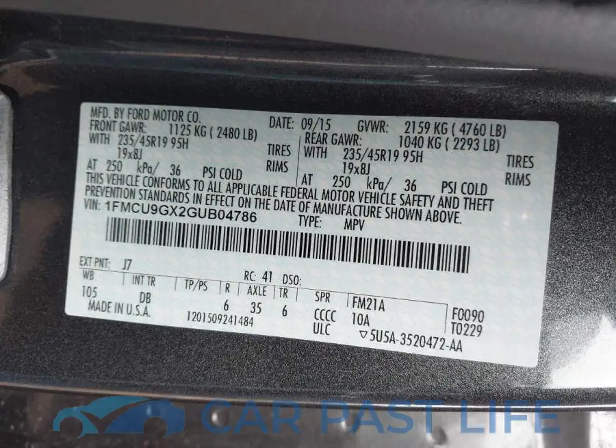 1FMCU9GX2GUB04786# 9