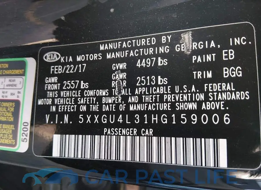 5XXGU4L31HG159006# 9