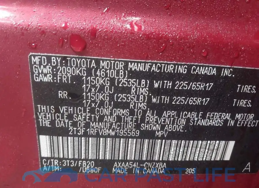 2T3F1RFV8MW195569# 9