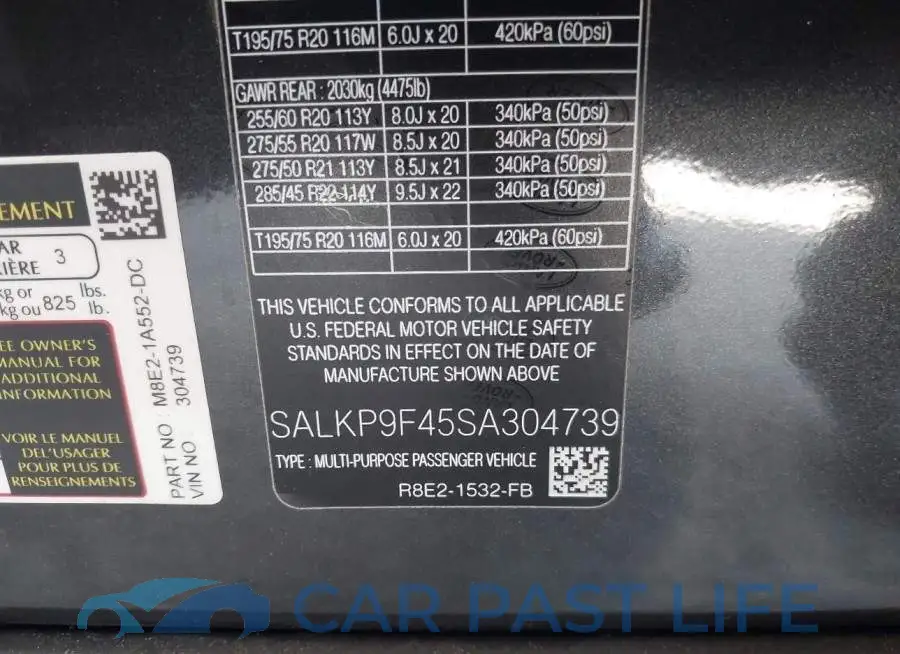 SALKP9F45SA304739# 9