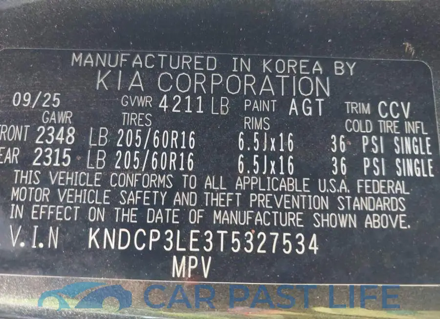 KNDCP3LE3T5327534# 9