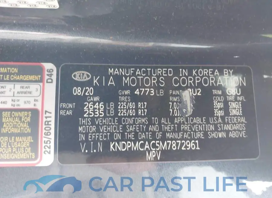 KNDPMCAC5M7872961# 9