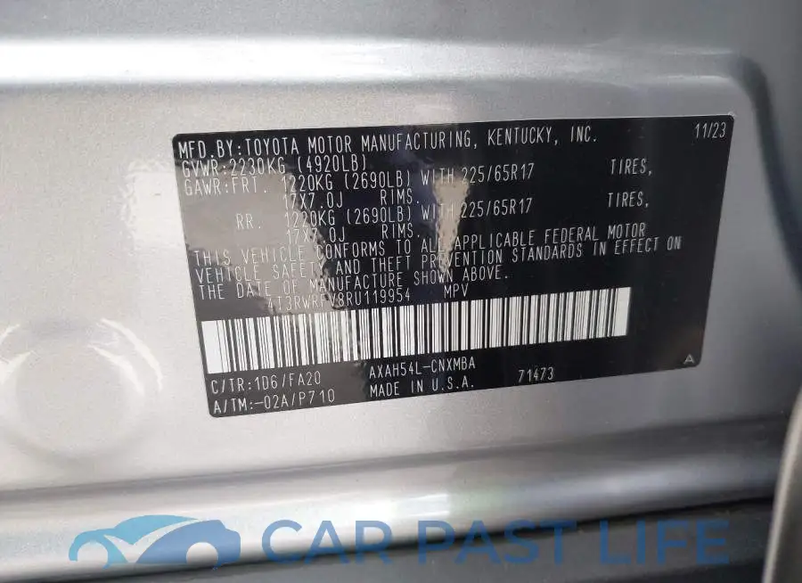 4T3RWRFV8RU119954# 9