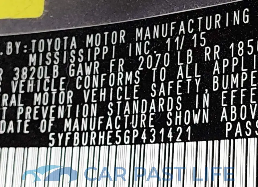 5YFBURHE5GP431421# 9