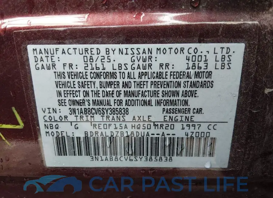 3N1AB8CV6SY385838# 9