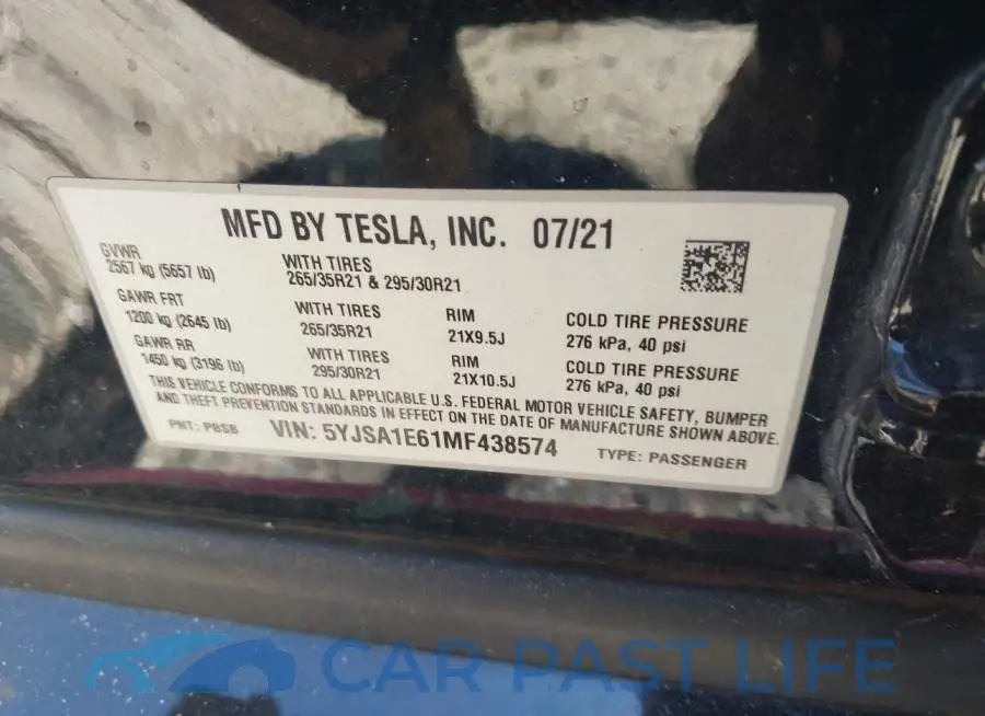 5YJSA1E61MF438574# 9
