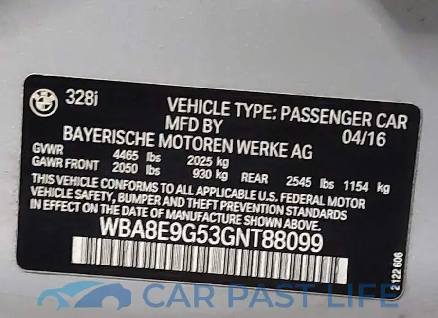 WBA8E9G53GNT88099# 9