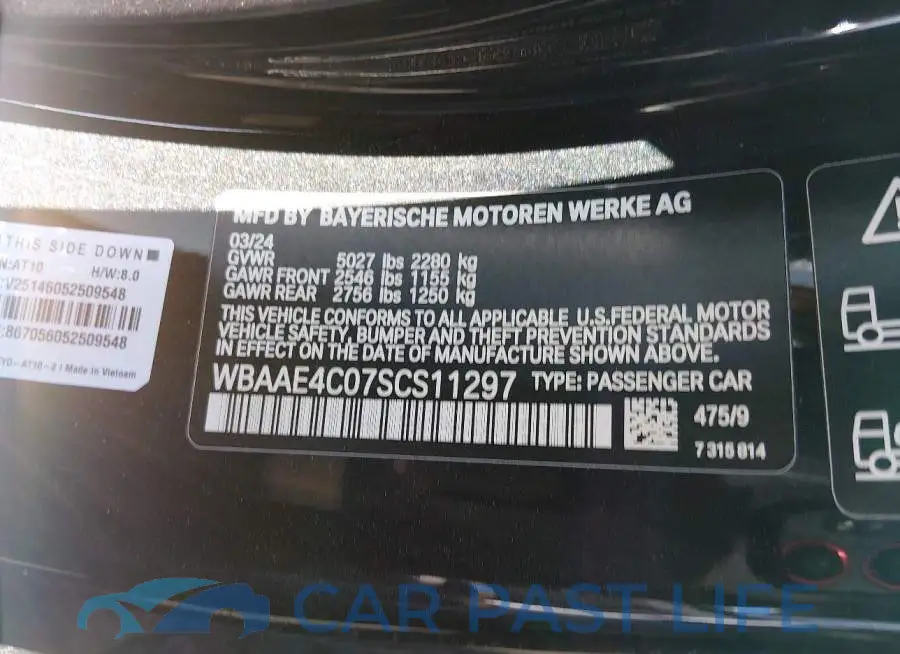 WBAAE4C07SCS11297# 9