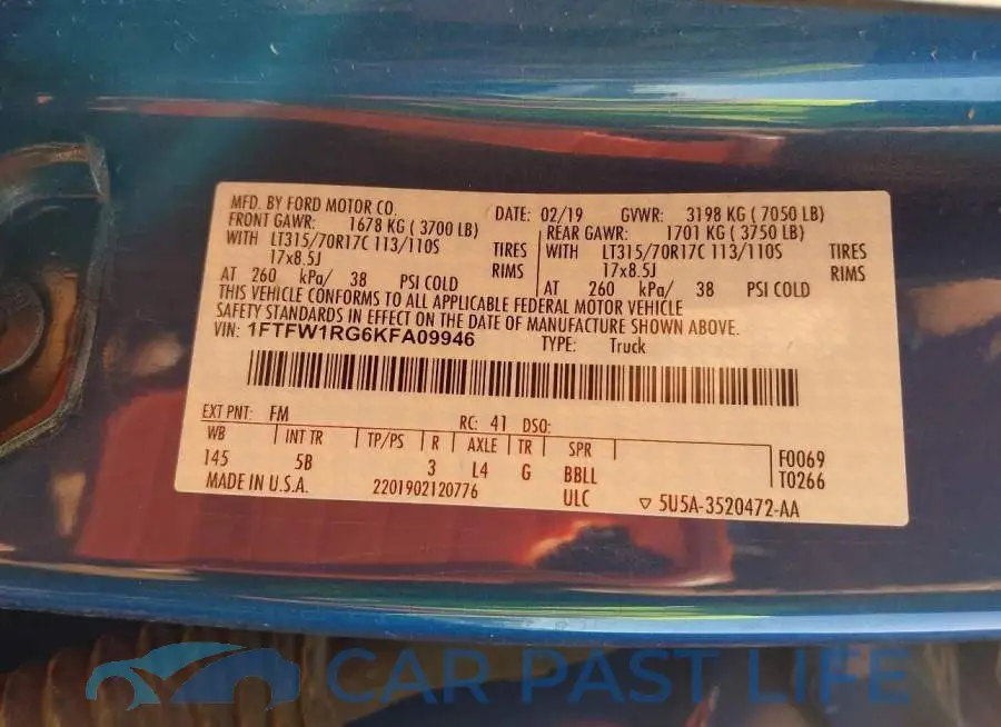 1FTFW1RG6KFA09946# 9