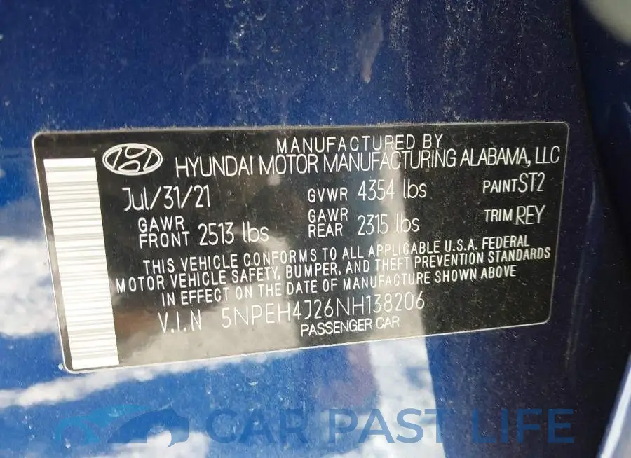 5NPEH4J26NH138206# 9