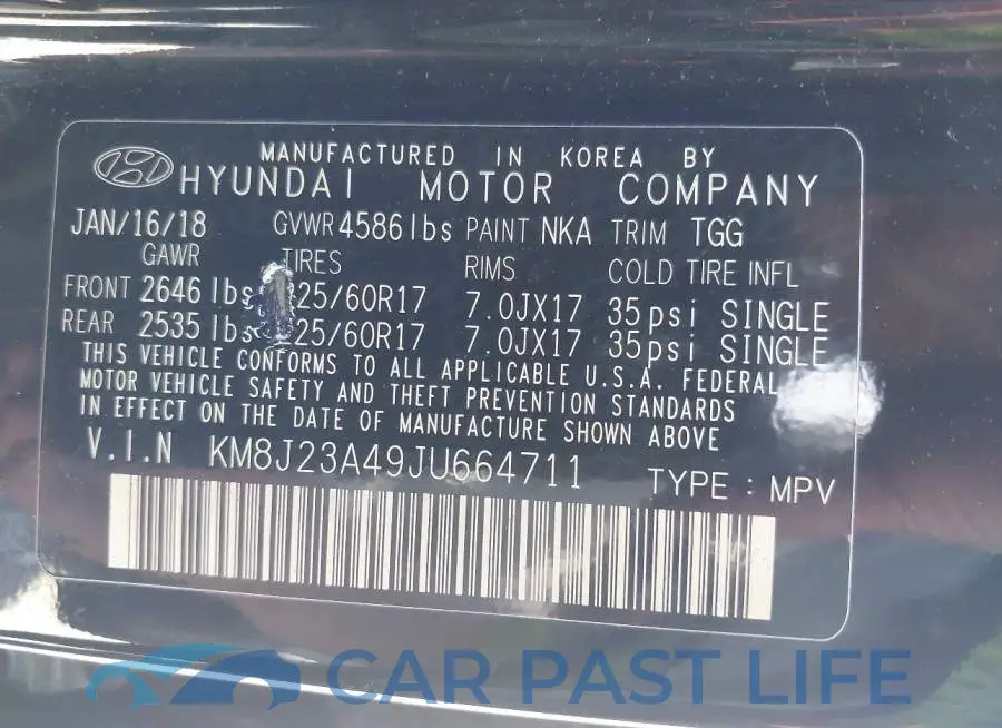 KM8J23A49JU664711# 9