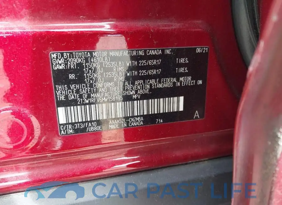 2T3W1RFV6MW158195# 9