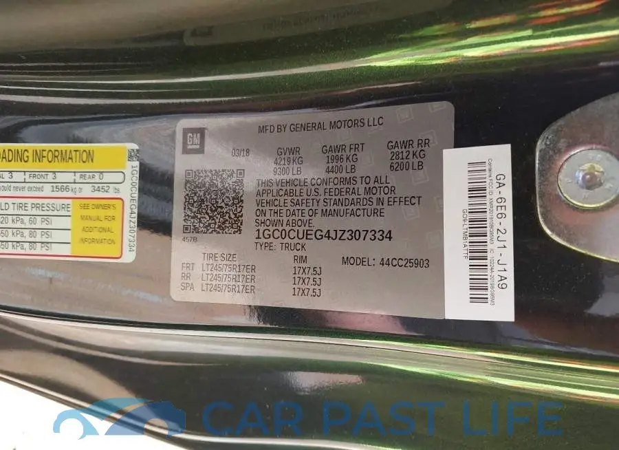 1GC0CUEG4JZ307334# 9