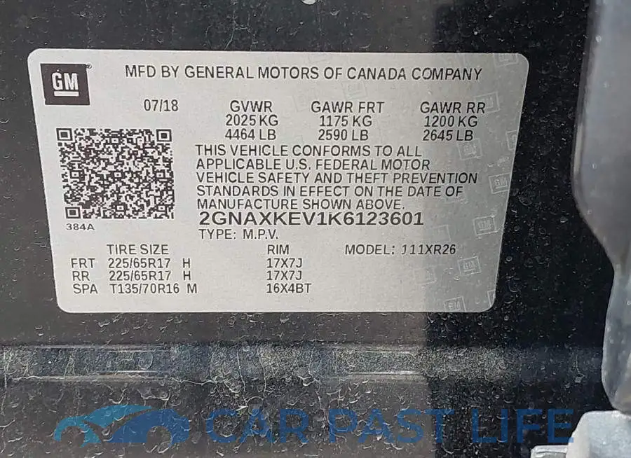 2GNAXKEV1K6123601# 9