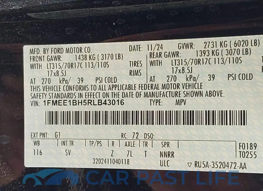 1FMEE1BH5RLB43016# 9