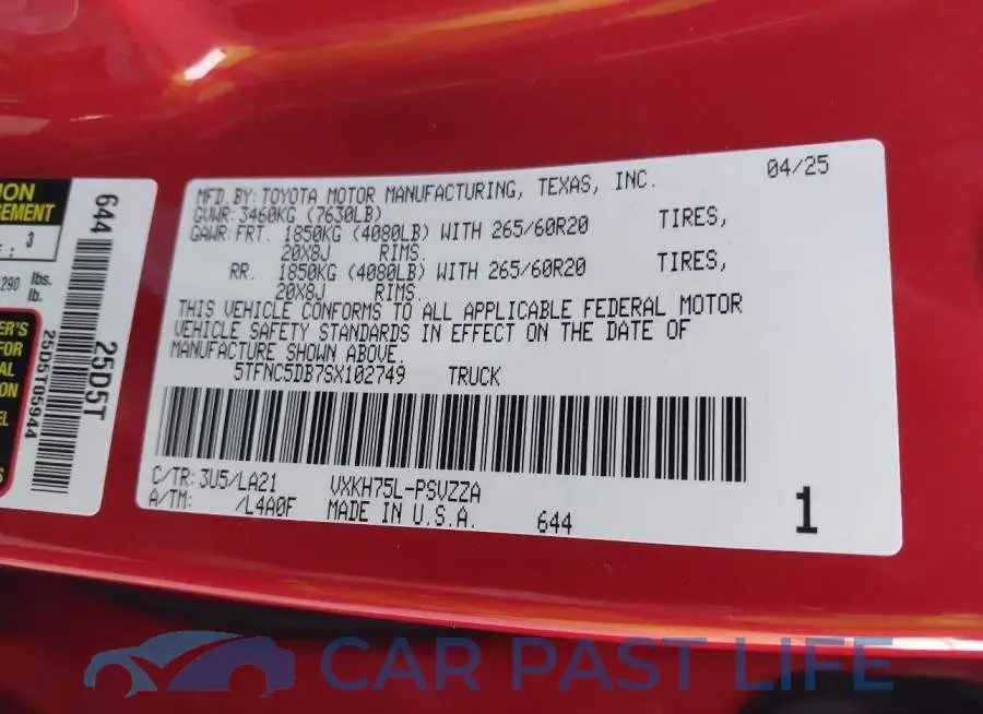 5TFNC5DB7SX102749# 9