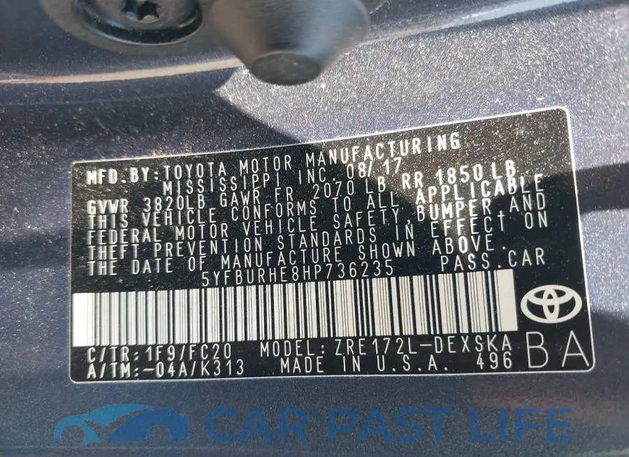 5YFBURHE8HP736235# 9