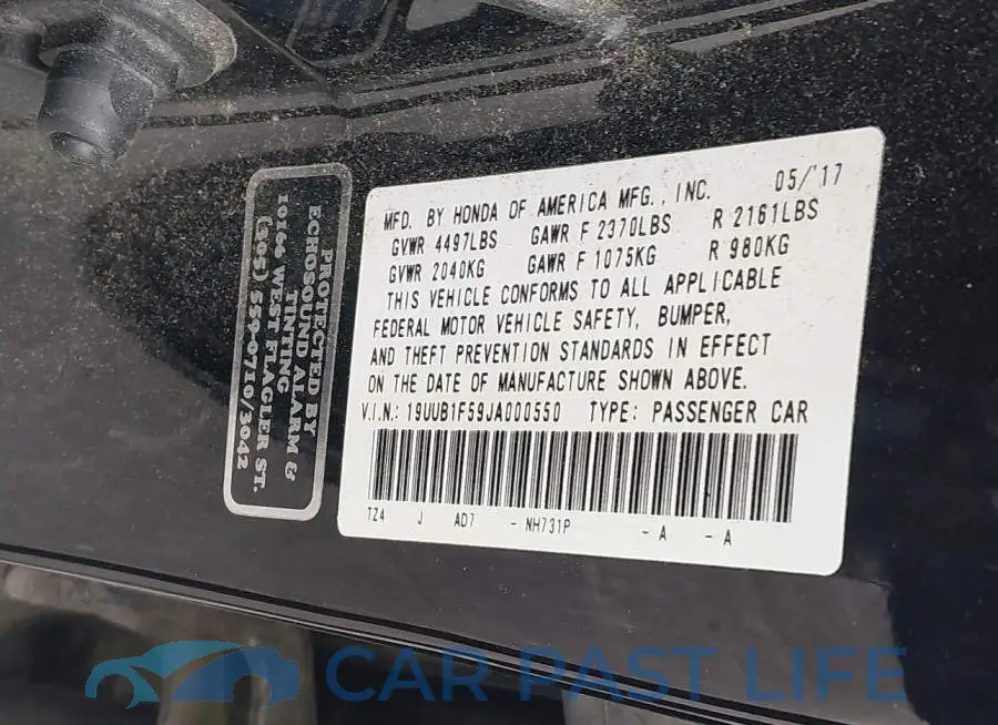 19UUB1F59JA000550# 9