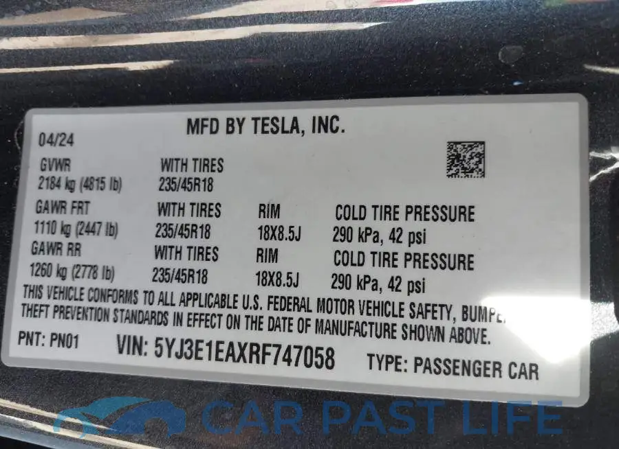 5YJ3E1EAXRF747058# 9